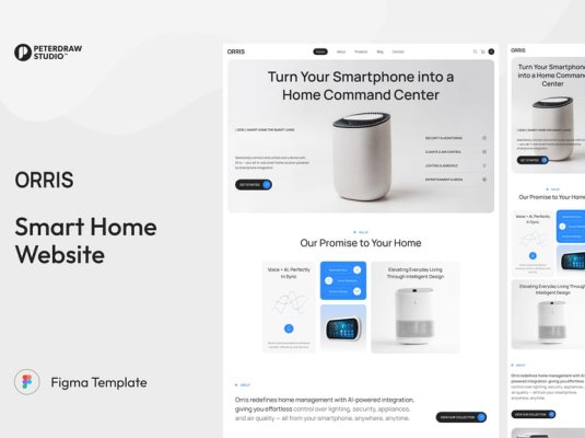 漂亮的科技蓝智能家居网站UI界面素材包