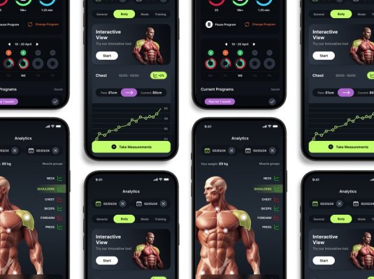 酷黑风格健身主题移动APP UI界面素材包