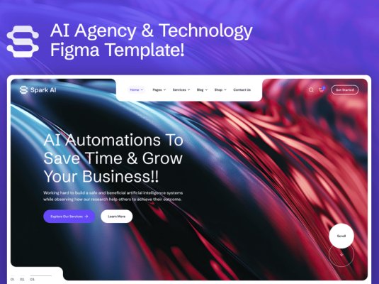 33个设计梦幻的AI机构与技术Figma网站模板