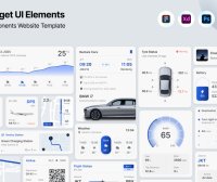 漂亮的蓝色旅游网站组件 UI 界面素材包