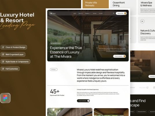 设计豪华的酒店及度假村网站UI素材包
