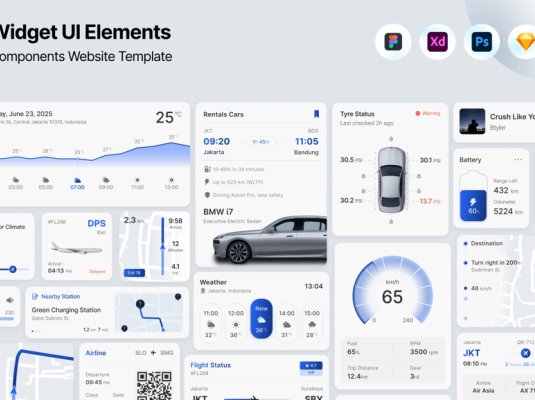 漂亮的蓝色旅游网站组件 UI 界面素材包
