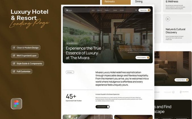 设计豪华的酒店及度假村网站UI素材包