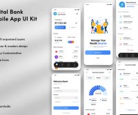 6个漂亮的蓝色手机端应用数字银行APP UI界面素材包