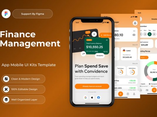 多彩财务管理移动端APP UI界面素材包