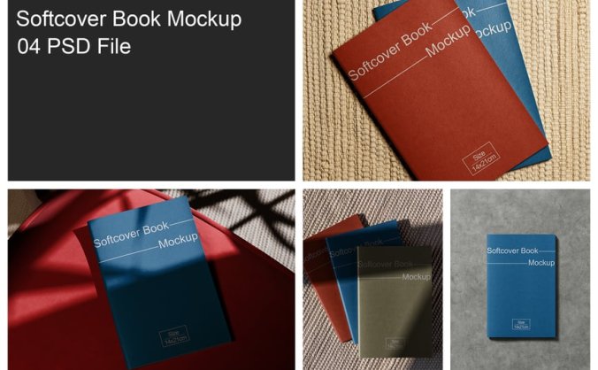 漂亮光影平装书PSD样机素材包