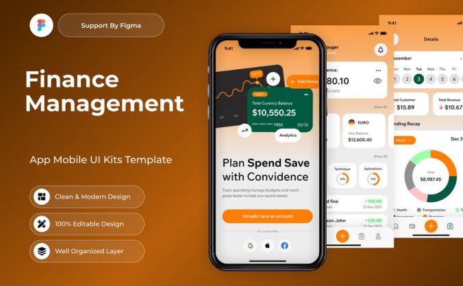 多彩财务管理移动端APP UI界面素材包