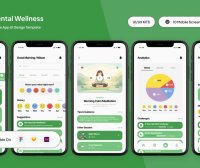 绿色情感化设计健康主题APP UI界面素材包