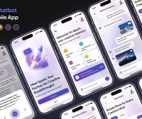 漂亮的紫色AI聊天机器人APP UI界面素材包